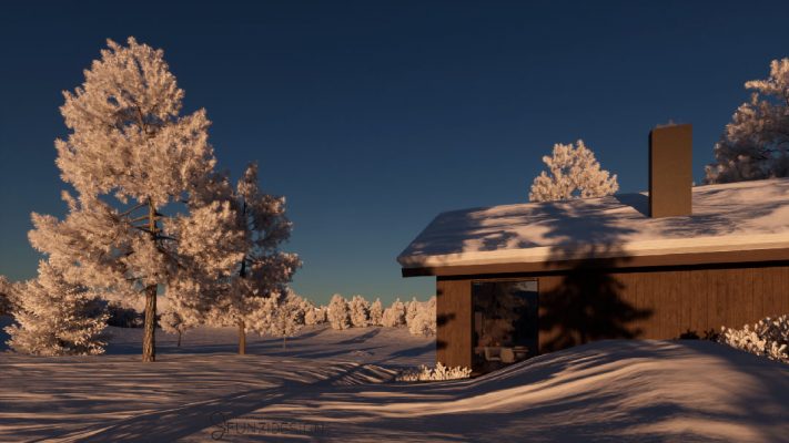 3D-kuva talvinen maisema